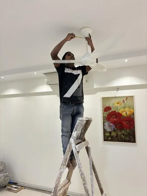 Ceiling fan installation after painting