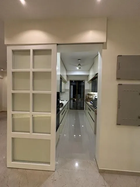 Kitchen entrance with glass sliding door