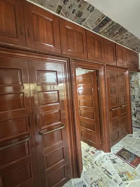 Wooden wardrobe and door polish work